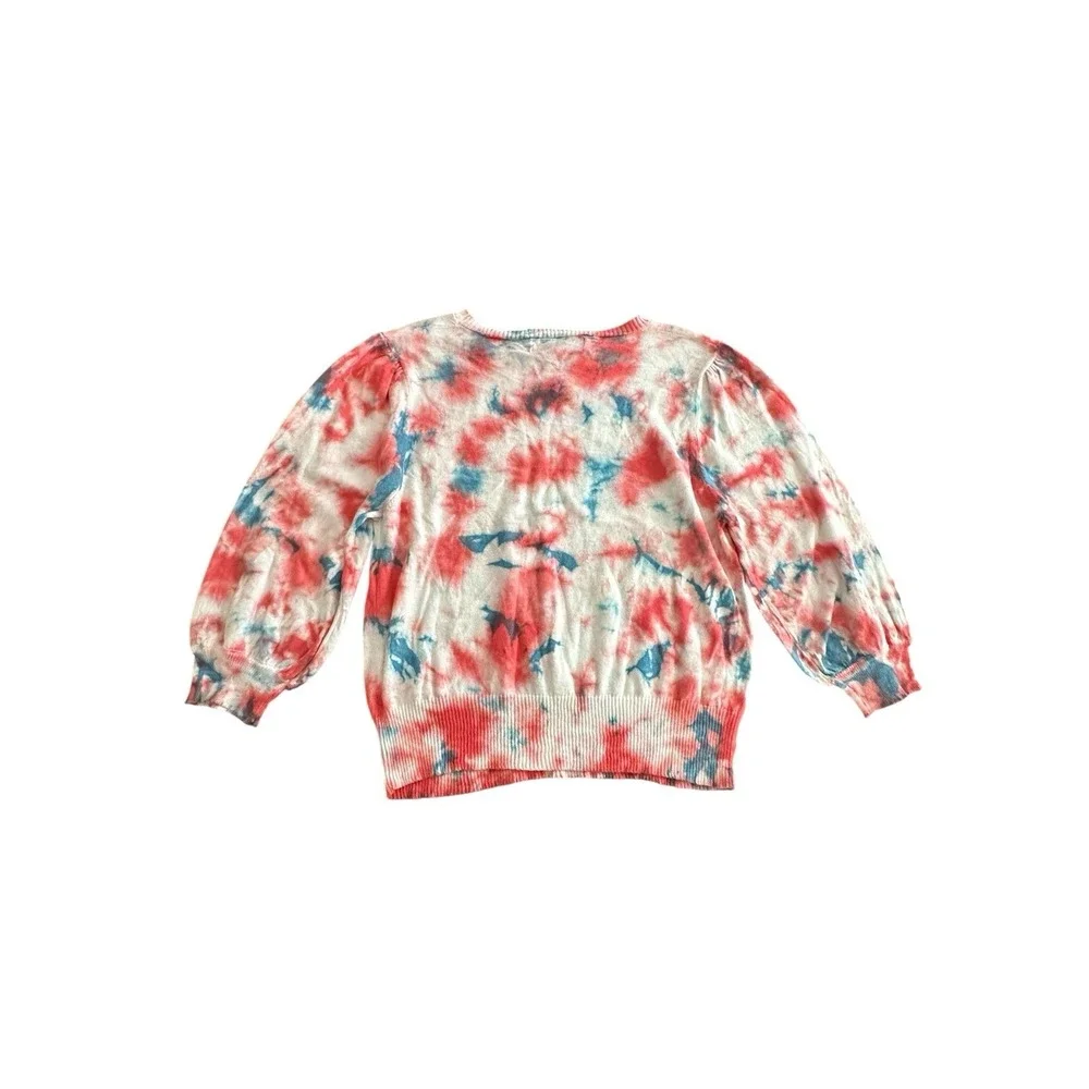 John + Jenn Chill Tie Dye Sweatshirt Women's Large Lava Burst Puff Sleeve #QR1-3